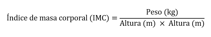 Una representación visual de la fórmula del índice de masa corporal